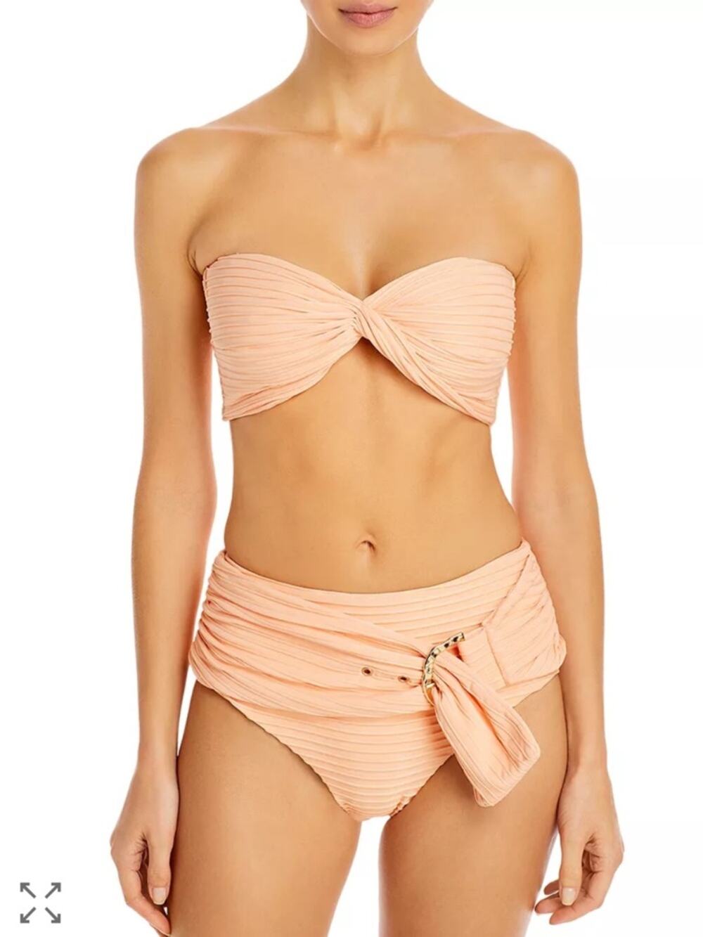 Revel Rey Quinn Bikini Top Dean Bottom Peach Pleat Set Medium Resort Swim